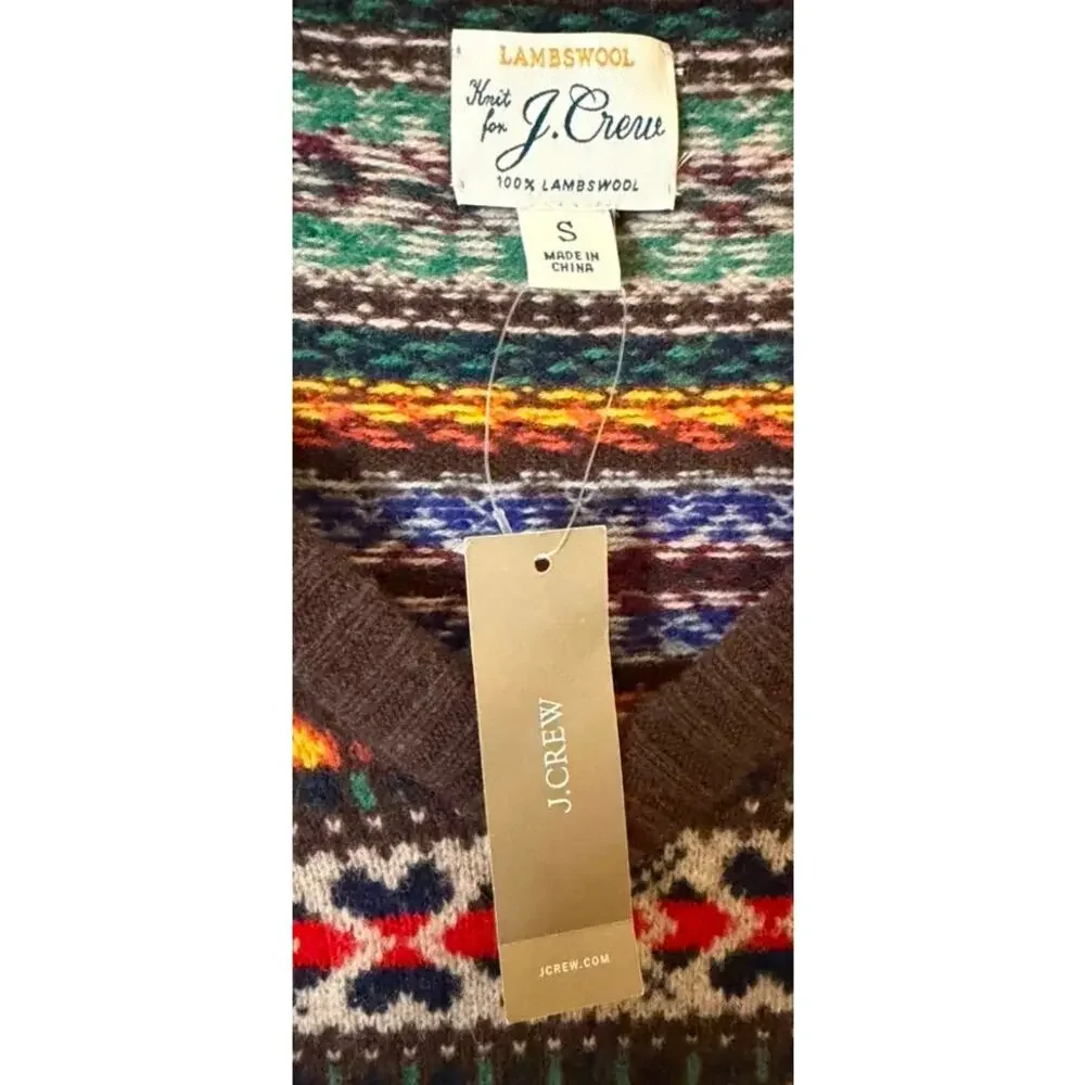 NWT J.Crew Lambs' Wool Fair Isle sweater-vest Men's sz. S